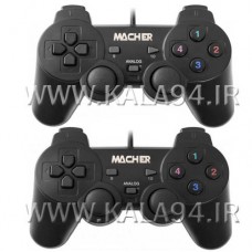 گیم پد MACHER MR-58 / دوبل دسته / شوک قوی / دارای 12 با 3 کلید به علاوه 2 جوی استیک هر دسته / درگاه USB / یک سال گارانتی 1404.07.30